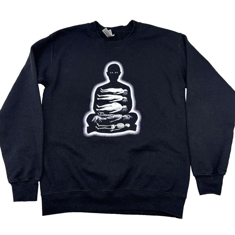 Stages of Decomposition Graphic Print on Black Heavy Blend Gildan Pullover Small